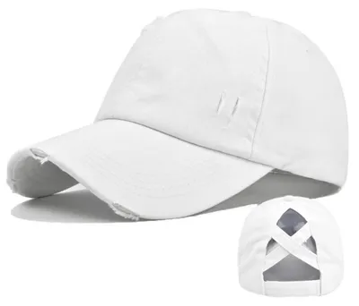 Produktbild von Baseballkappe Damen Pferdeschwanz Sonnenhut Einheitsgröße Weiß