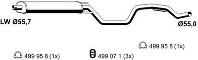 Produktbild von ERNST 043168 Mittelschalldämpfer Schalldämpfer für OPEL Vectra C Limousine (Z02) Vectra C CC (Z02)