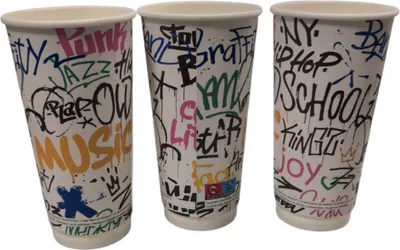 Produktbild von 25 Kaffeebecher Coffee to go 500ml doppelwandig Ø 90x169mm Graffiti druck