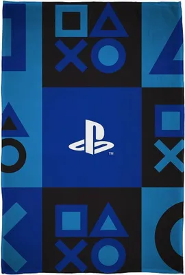 Image de Playstation - Couverture Icons, polaire TC794 (150 cm x 100 cm) (Bleu roi/bleu ciel/noir)