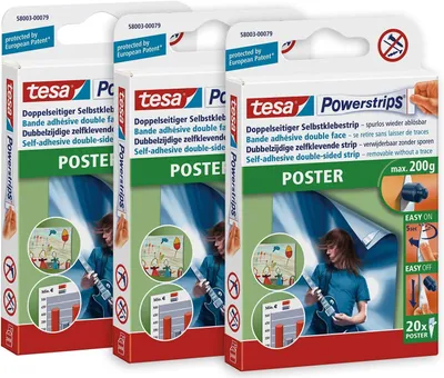 Produktbild von tesa 58003 Powerstrips® Poster-Klebestreifen Inhalt: 60 St