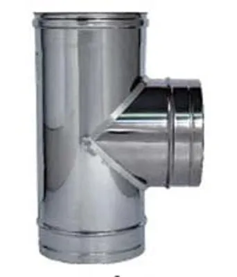 Productafbeelding van T-stuk 90° van roestvrij staal AISI 304, enkelwandig, dikte 0,5 mm - Buitendiameter 80 mm
