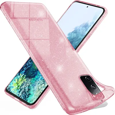 Produktbild von NALIA Klare Glitzer Handyhülle für Samsung Galaxy S20 FE, Glitzer Handyhülle Bling Cover Pink