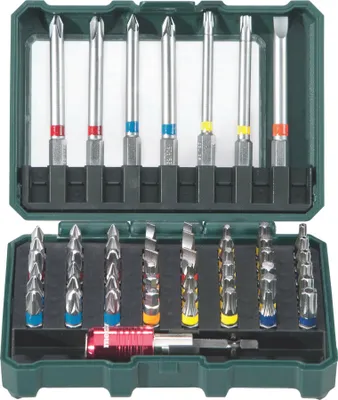 Zdjęcie produktu dla Metabo 626702000, Zestaw wierteł, Stal chromowo-wanadowa (Cr-V), Stal nierdzewna, 56 szt., Phillips, Pozidriv, Gniazdo, Torx