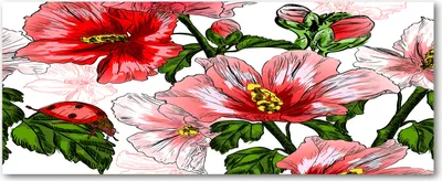 Produktbild von Tulup® Glas-Bild Wandbild aus Glas - 125x50 - Wandkunst - Wandbild hinter gehärtetem Sicherheitsglas - Dekorative Wand für Küche & Wohnzimmer  - Blumen & Pflanzen - Hibiskus - Rot