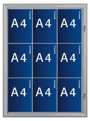 Zdjęcie produktu dla Gablota MAUL MAULexcite format portretowy 9 x A4 aluminium 100 x 73,9 x 2,8 cm srebrny