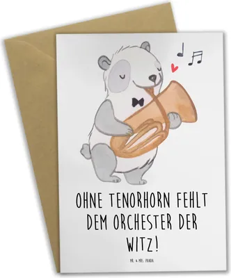 Produktbild von Mr. & Mrs. Panda jubiläumskarte Tenorhorn Witz - Weiß - Geschenk, Musik, Musiker, osterkarte, weihnachtskarten, Lernen, hochzeitskarten, Instrument, osterkarten