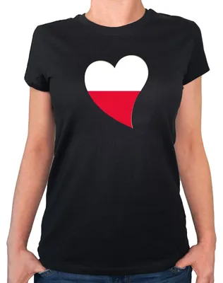 Produktbild von Huuraa Damen T-Shirt Polen Flagge Herz S Black Bio Baumwolle Fairtrade Damenshirt Geschenkidee