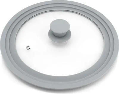 Produktbild von Universaldeckel Grau, Topfdeckel universal für Töpfe und Pfannen mit 16/18/20 cm Durchmesser, Glasdeckel Pfannendeckel mit Silikonrand und Auslassventil