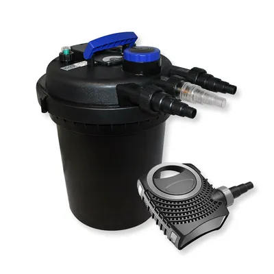 Immagine prodotto di Set completo Wiltec: filtro a pressione per laghetti CPF-180 fino a 6000 litri sistema di filtraggio per laghetti con chiarificatore UV-C da 11 watt, pompa per laghetti NEO8000 SuperEco 8000l/h 70W