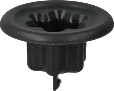 A black plastic coupling cap for a kitchen machine.
