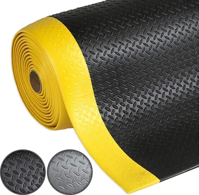Zdjęcie produktu dla Mata antyzmęczeniowa Dyna-Protect odciąża stawy Diamond czarno-żółta 120x350 cm
