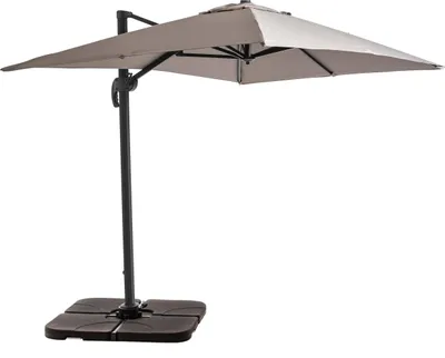 Image de Parasol déporté 2x3 m et 4 dalles à remplir aluminium taupe - Oviala Amalya