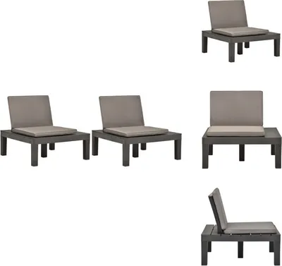 Immagine prodotto di vidaXL Sedie da giardino con cuscini 2 pz. Plastica antracite - Sedie da giardino