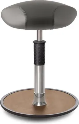 Produktbild von Sitz- Stehhocker Free Regular Triangel Boxmark Leder Grau Chrom /Natur.