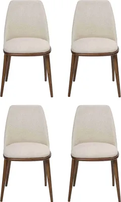 Produktbild von Weiße Stuhlgarnitur Designer 4x Küchenstühle Luxus Sitzmöbel Holzgestell