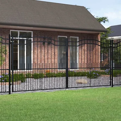 Obrázok produktu pre The Living Store plotová brána s hrotmi čierna 406x223 cm oceľ