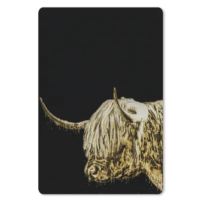 Produktbild von MuchoWow® Mauspad Mousepad Schottischer Highlander - Schwarz - Gold 40x60 cm - Mousepads - Maus Mat - Pad - Mausunterlage - Schreibtisch Accesoire