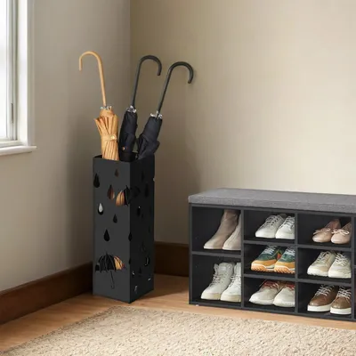 Produktbild von Schirmständer aus Metall – Schirmhalter aus Eisen – quadratisch – 15,5 x 15,5 x 49 cm