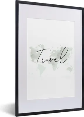Produktbild von MuchoWow® Gerahmtes Poster Weltkarte - Aquarell - Minimalismus 40x60 cm - Poster mit Schwarzem Bilderrahmen Wandposter Rahmen Foto Bilder - Poster in Rahmen