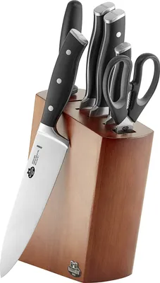 Produktbild von BALLARINI Savuto Messerblockset 7-tlg, Natur rostfreiem Stahl Kautschuk-Holz