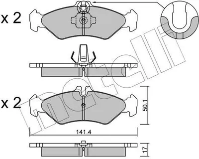 Produktbild von METELLI Bremsbeläge Satz Hinten Bremsklötze passend für MERCEDES-BENZ SPRINTER 2-t Kasten (901, 902) 22-0571-0