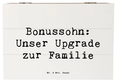 Produktbild von Mr. & Mrs. Panda Kiste Spruch Bonussohn Wertschätzung 22 x 15 cm - Weiß - Geschenk, Stiefsohn, Holzbox mit Deckel, Box, persönliche Erinnerungen, Familienmitglied, Liebe