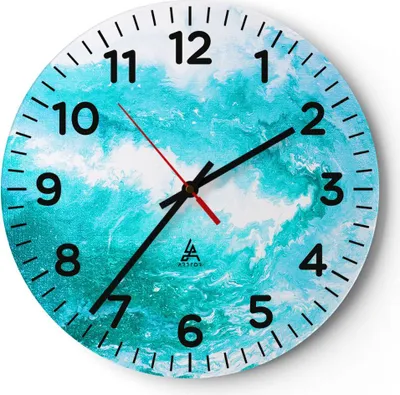Produktbild von Wanduhr - Rund - Glasuhr - Abstraktion modern - 40x40cm - Schleichendes Uhrwerk - Lautlos - zum Aufhängen bereit - Dekoration Modern - Wanddekoration aus Glas - C4AR40x40-3801