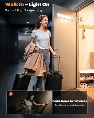 Zdjęcie produktu dla Lampa pod szafkę - Biała - 25 cm - Bezprzewodowa z czujnikiem ruchu - Do kuchni i szaf