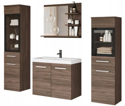 Image de Ensemble de meubles de salle de bain "Orzech Villa" comprenant un lavabo et un miroir