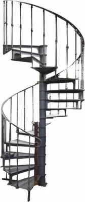 Produktbild von Casa Padrino Gusseisen Wendeltreppe mit Geländer linke Seite Grau H. 289 cm - Rustikale Spiraltreppe