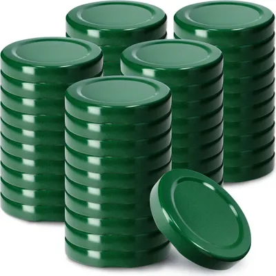 Immagine prodotto di Set di coperchi per conserve in metallo KADAX "Kalbo", con 4 denti a scatto, verde, 53 mm, 50 pezzi