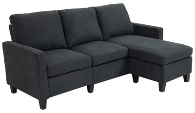 Productafbeelding van Hoekbank, bankstel, met omkeerbare chaise longue, 197 x 139 x 91 cm, donkergrijs