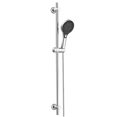 Immagine prodotto di Set JOHO con asta doccia, doccetta, tubo flessibile e supporto; asta doccia in acciaio inossidabile da 100 cm, adatta ai fori già presenti, cromata