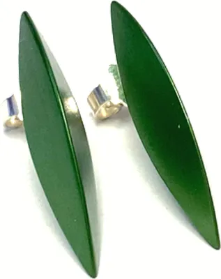 Produktbild von Ohrring eloxiertem Aluminium 925/- Silber Stift - grün - Navette Ohrstecker