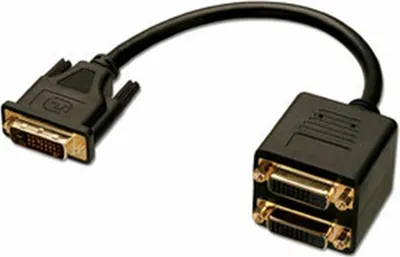 Zdjęcie produktu dla Lindy DVI Splitter Cable, 0,18 m, DVI-D, DVI-D, Czarny, Męska/Żeńska