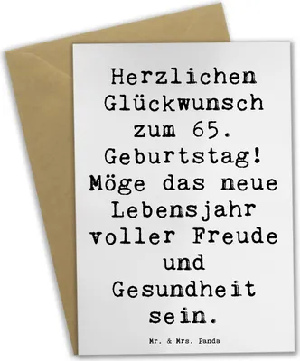 Produktbild von Mr. & Mrs. Panda Klappkarte Spruch 65. Geburtstag Glückwünsche - Weiß - Geschenk, Alter, Feiern, Glückwunschkarte, glückwunschkarten, Happy Birthday, Geburtstagsgeschenk