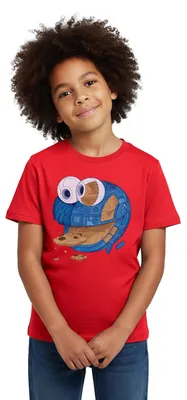Produktbild von Spreadshirt Sesamstraße Krümelmonster Maschine Kinder T-Shirt, 122/128 (7-8 Jahre), Rot
