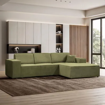 Produktbild von Ecksofa PEDRO L Dunkelgrün, 267x170 cm, Sofa L-form Breite Ottomane rechts, ohne Schlaffunktion