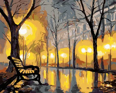 Obrázok produktu pre Zuty - Maľovanie podľa čísel - JESENNÝ PARK A LAVIČKA, 40x50 cm, bez rámu a bez vypnutia plátna