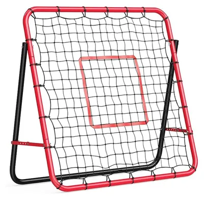 Zdjęcie produktu dla Siatka sportowa typu rebounder – siatka treningowa 120 x 120 cm – regulowany kąt nachylenia – do piłki nożnej, baseballu, siatkówki, softballu – siatka odbiciowa do ogrodu i podwórka