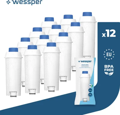 Obrázek produktu pro Vodní filtr Wessper pro kávovary Delonghi DLSC002, SER3017 a 5513292811 - kompatibilní s řadami ECAM, ESAM, ETAM (balení 12 ks)