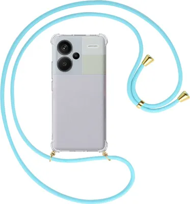 Produktbild von Handykette Backcover-Schutzhülle mit Band (Metall goldfarben) für Xiaomi Redmi Note 13 Pro Plus - himmelblau