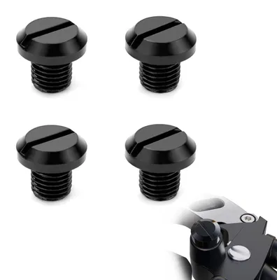 Productafbeelding van 4 afdekdopjes voor motorfietsspiegels, M10 x 1,25, universeel, zwart, met pluspoolaansluiting, geschikt voor motorfietsen