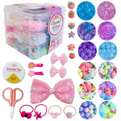 Image de Set de perles créatives pour la fabrication de bijoux, fil de pêche, coffret N114-3