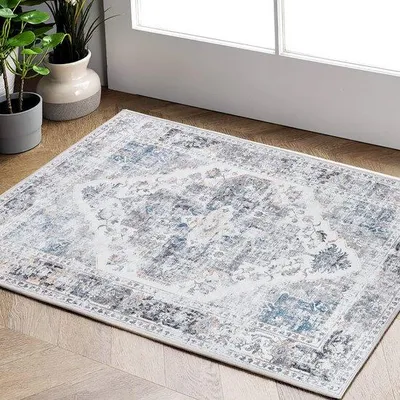 Zdjęcie produktu dla Ibenzoa® Dywanik do prania, 60 x 150 cm – 100% włókna syntetyczne, wzór vintage z kwiatami, antypoślizgowa podkładka, idealny do przedpokoju, kuchni i salonu