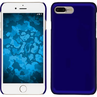 Produktbild von PhoneNatic Case kompatibel mit Apple iPhone 8 Plus - Hülle blau gummiert Hard-case + 2 Schutzfolien