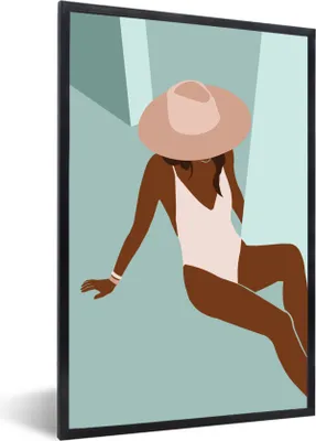 Produktbild von MuchoWow® Gerahmtes Poster Sommer - Frauen - Badeanzug 40x60 cm - Poster mit Schwarzem Bilderrahmen Wandposter Rahmen Foto Bilder - Papierdruck - Wandbilder