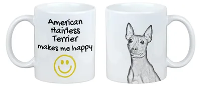 Zdjęcie produktu dla Amerykański Terier Bezsrstny, niemiecki: Amerikanischer Nackthund - Kubek z psem, wesoły kubek dla miłośników psów, spersonalizowany produkt marki Art-Dog