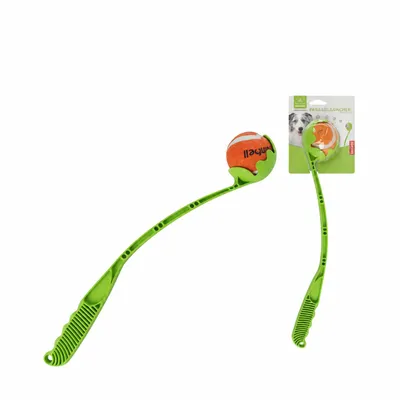 Produktbild von Hunde Ballschleuder 45cm, Ballwerfer Wurfarm inkl. Tennisball, Grün, KI-generiertes Bild